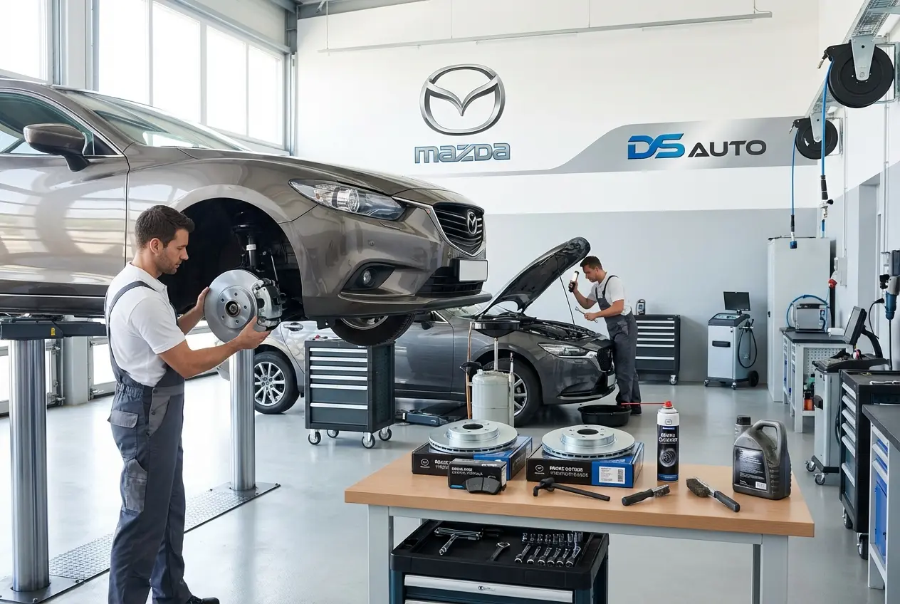 Процесс замены передних тормозных дисков Mazda в автосервисе «DS Auto»
