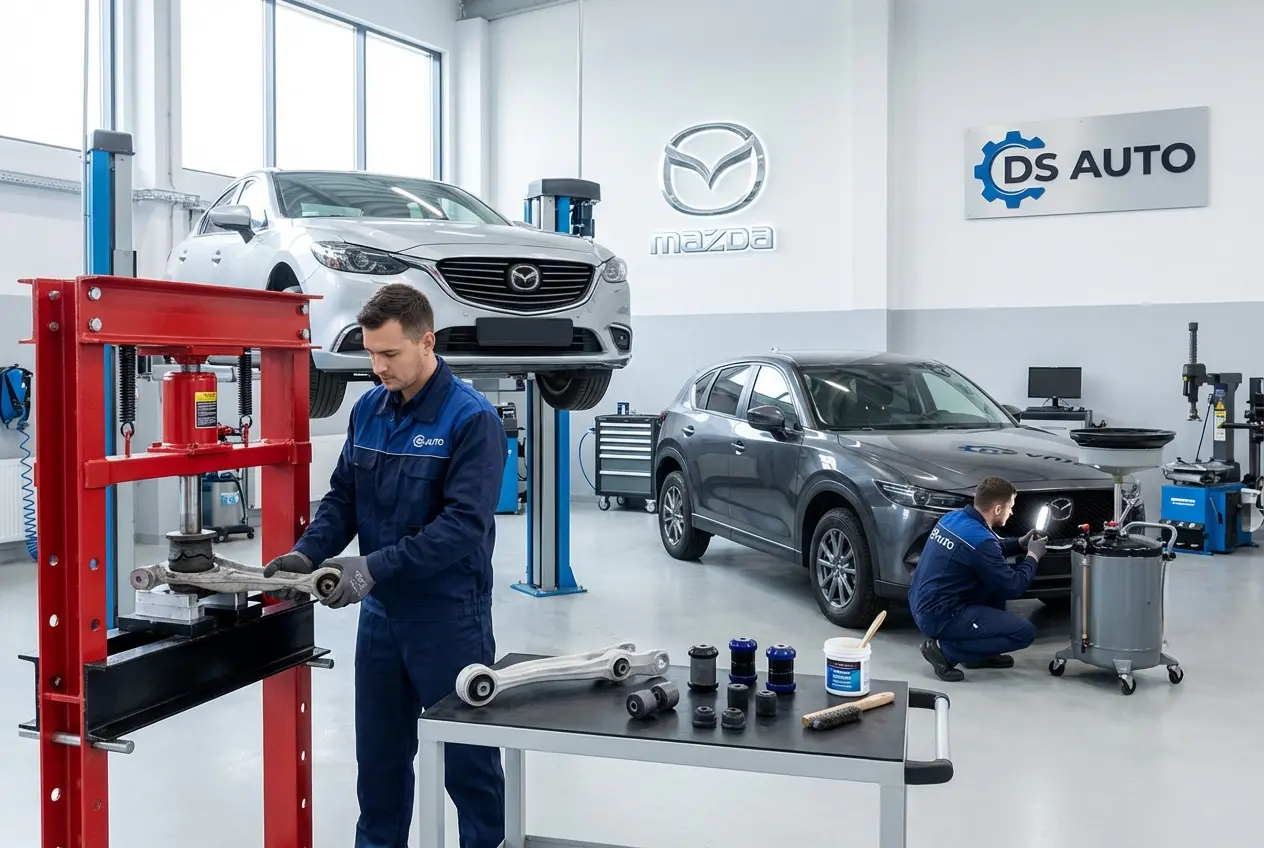 Замена сайлентблоков передних рычагов Mazda в автосервисе «DS Auto» в Жуковском

